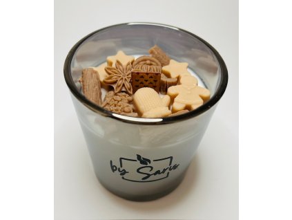 Skořice-svíce s afirmací a dřevěným knotem