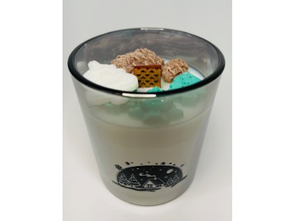 Zimní borovice-svíce s afirmací a dřevěným knotem