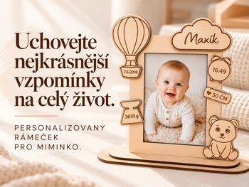 Dřevěný personalizovaný fotorámeček pro miminko