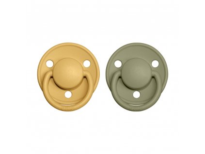 BIBS De Lux cumliky z prirodneho kaucuku zo silikonu 2ks HoneyBee+Olive