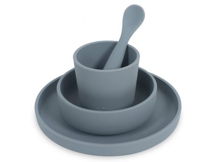 JOLLEIN Silikonový jídelní set Strorm grey 4ks