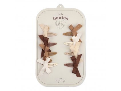 KS2486 8 PACK HAIR CLIPS BOW CARAMEL MIX Extra 0