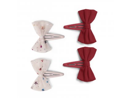 KS3939 4 PACK TULLE BOWIE HAIRCLIPS MULTI STAR RED Extra 0