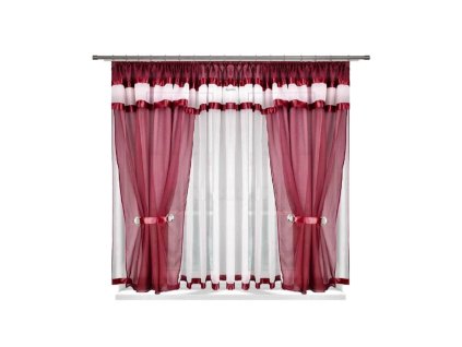 37 Voálová kusová záclona s závěsem Alena bordo 400x150 cm