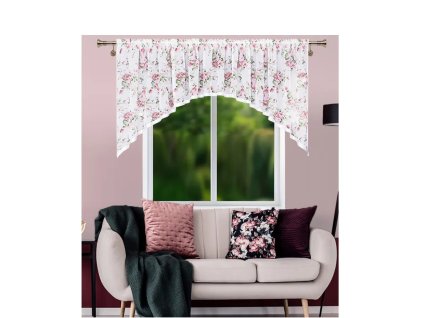 Dekorační krátká záclona s květinami L 924, 300x140 cm