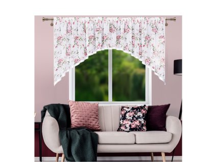 Dekorační krátká záclona s květinami L 924, 300x140 cm