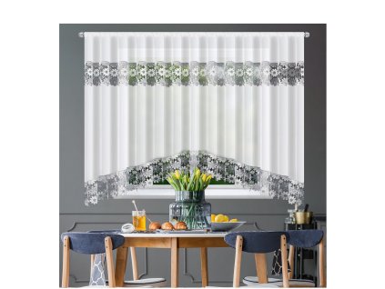 Záclona LG 443 s šedo-bílou krajkou 400x160 cm