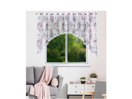 Dekorační  krátká záclona s kroužky L 935, 400x130 cm