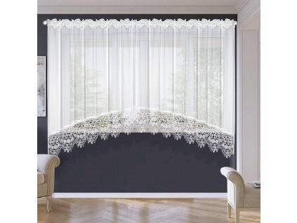 Hotová voálová záclona Monika krajka bílá 400x180 cm