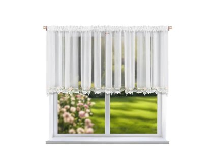Dekorační krátká záclona LG263 s krajkou 400x100 cm