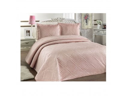 Luxusní přehoz na postel Evelyn pudrový 220x240 cm