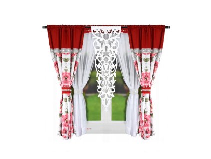 Sada záclon se závěsem Zaira červená 260x180 cm