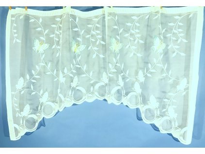 Barevná oblouková záclona Modré motýlky 90x150 cm