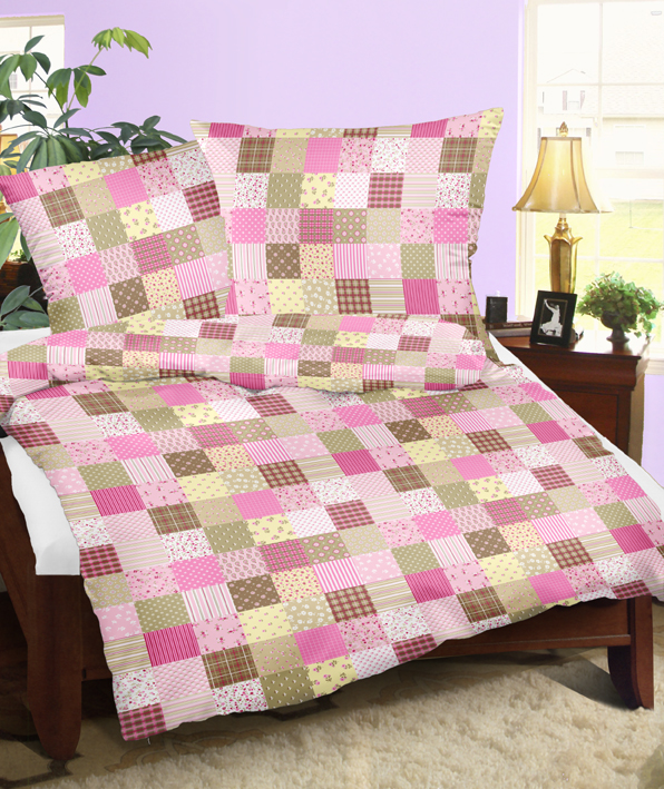 Vlastní výroba Bytovyshop Krepové povlečení Patchwork ružová