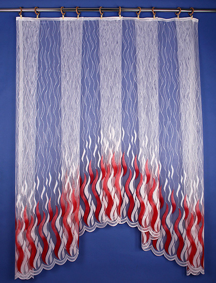 Záclona s barevným vzorem Vlna Červená 160x300cm