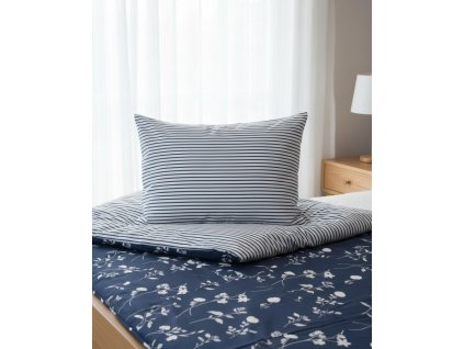 Bavlněné povlečení Modrotisk s proužkem duo