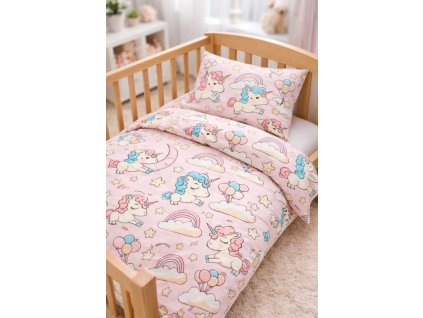 Bavlněné povlečení do postýlky Unicorn