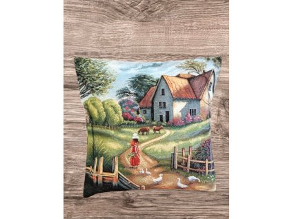 Dekorační povlak gobelín Vesnice