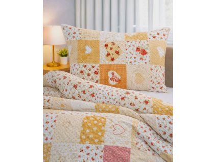 Krepové povlečení Patchwork oranžový