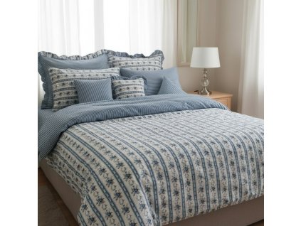 Krepové povlečení s kanýrem staročeské modré