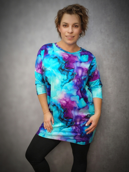 JustOver23 - tyrkysovo fialové marble se zlatou linkou