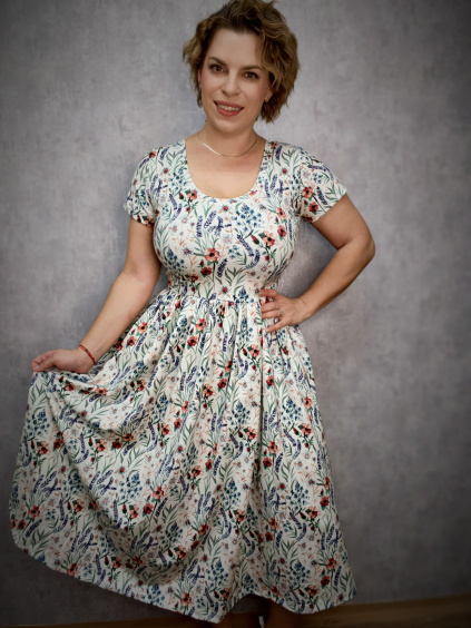 BeDarcy´s šaty - kvitečky na bílé