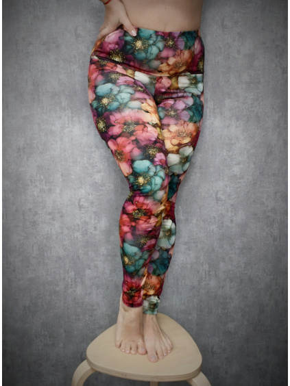 Bavlněné legíny - květované