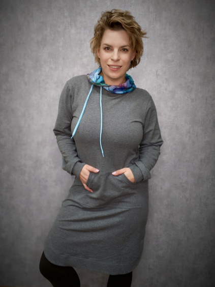 Mikinové šaty Natálie - šedá