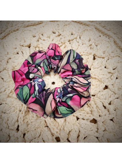 Scrunchie - růžová mozaika