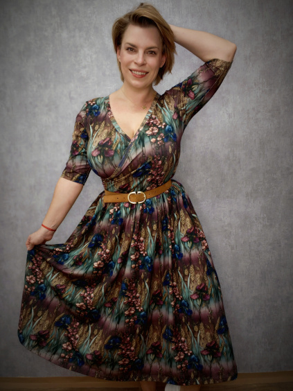 Šaty BeDiva prodloužené - tmavé traviny