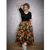Úpletová sukně MIDI - máky