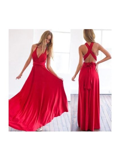 Šaty elegantní vázací dlouhé bez rukávů dámské (s-xl) AFASHION AF19198 (Velikost XL, Barva tmavě béžová)