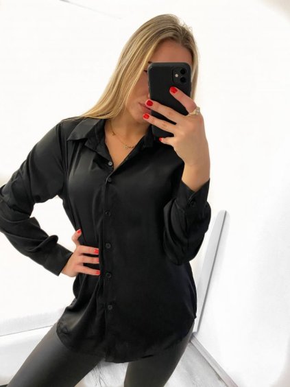 Košile dlouhý rukáv saténová dámská (S/M ONE SIZE) ITALSKÁ MÓDA IMM23UN7988/DU (Velikost S/M/L, Barva bílá)