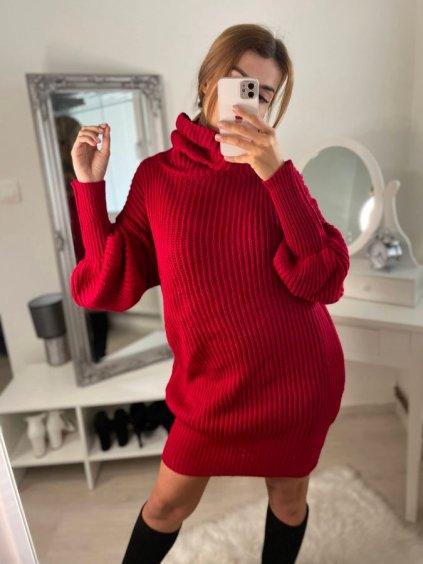 Svetr alá šaty pletený prodloužený rolák dlouhý rukáv dámský (S/M/L ONE SIZE) ITALSKÁ MÓDA imwb22272/DR (Velikost M/L, Barva béžová)