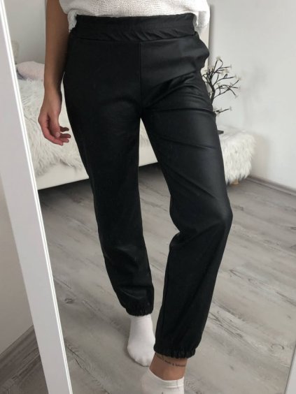 Kalhoty koženkové dlouhé dámské (S/M ONE SIZE) ITALSKÁ MÓDA IMWG221026/DR (Velikost S/M/L, Barva Černá)