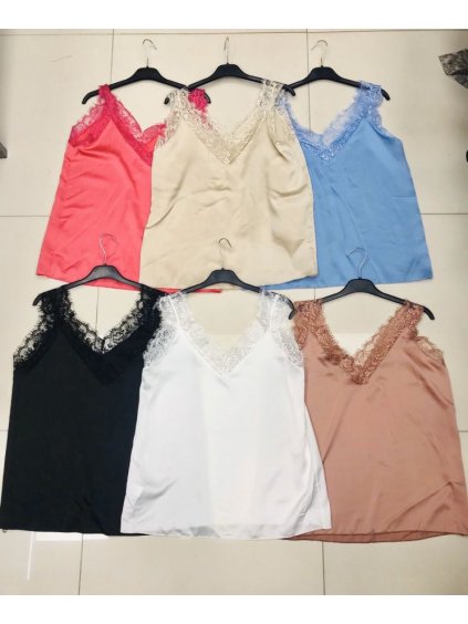 Tílko letní saténové s krajkou dámské (S/M ONE SIZE) ITALSKÁ MÓDA IMWD212087 (Velikost S/M/L, Barva béžová)