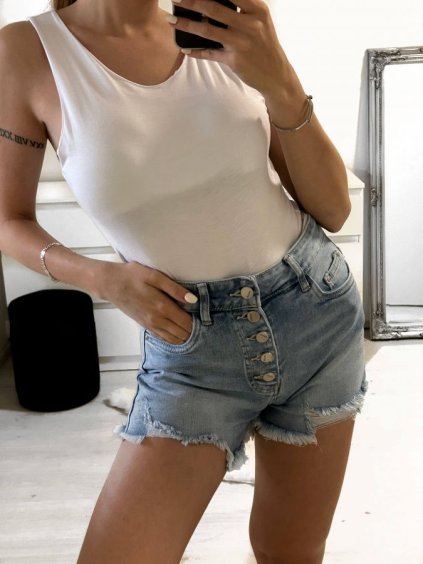 Kraťasy riflové krátké dámské (XS-XL) M.SARA MSR23G5218/DU (Velikost XS, Barva světle modrá)