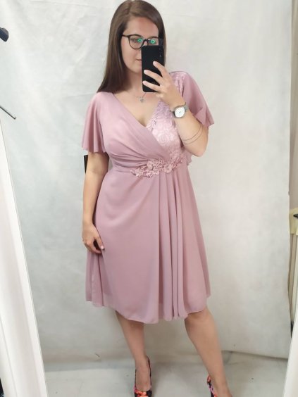 šaty plesové elegantní společenské krátký rukáv šifonové dámské (L/XL/2XL ONE SIZE) ITALSKÁ MÓDA IMM22689
