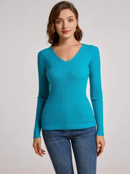 Svetr řádkový dlouhý rukáv dámský (S/M ONE SIZE) ITALSKá MóDA EXTRA ME  IMM22fd5808 (Velikost S/M/L, Barva bílá)