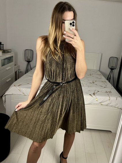 Šaty společenské třpytivé s páskem bez rukávu dámské (S/M ONE SIZE) ITALSKá MóDA IMHMS23153/DU (Velikost S/M/L, Barva červená)