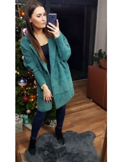 Kabát alpaca dlouhý rukáv s kapsami dámský (S/M ONE SIZE) ITALSKÁ MÓDA IMWK21028/DUR (Velikost S/M/L, Barva Černá)