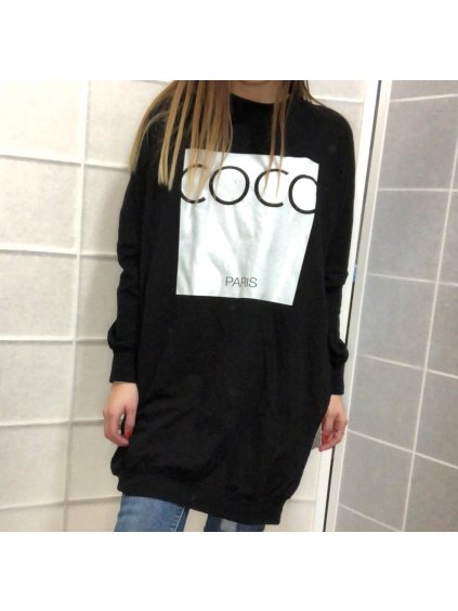 Šaty mikinové oversize dlouhý rukáv dámské (UNI S/M/L/XL) ITALSKÁ MÓDA IMM21655W/DR (Velikost S/M/L, Barva Černá)
