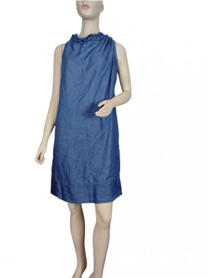Šaty letní riflové bez rukávů dámské (S/M ONE SIZE) ITALSKÁ MÓDA IMM24M5123/DUR
