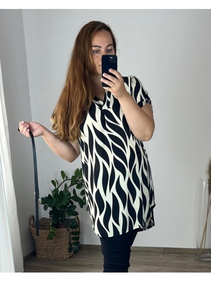Šaty/tunika košilová s páskem krátký rukáv dámské (54/56 ONE SIZE) ITALSKá MóDA IM324LULU/DU (Velikost 54/56, Barva béžová)