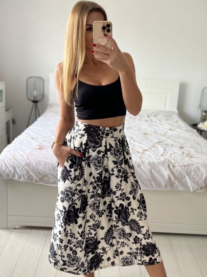 Sukně středně krátká dámská (S/M ONE SIZE) ITALSKÁ MÓDA IMM24M3154-6/DU (Velikost S/M/L, Barva Černo-bílá)