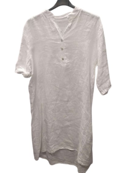 Šaty lněné košilové letní dámske (L/XL ONE SIZE) ITALSKÁ MODA IM722LENA/DR (Velikost S/M/L, Barva bílá)