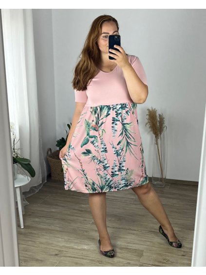 Šaty letní krátký rukáv dámské nadrozměr (42/44/46 ONE SIZE) ITALSKÁ MÓDA IM424364/DUR (Velikost 46/48, Barva bílá)