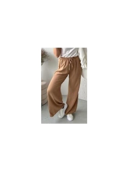 Kalhoty dlouhé letní mušelínové dámské (S/M ONE SIZE) ITALSKÁ MÓDA IMD23325/DUR (Velikost S/M/L, Barva bílá)