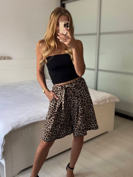Kraťasy šortky dámské (S/M ONE SIZE) ITALSKÁ MÓDA IMPMD246334/DU (Velikost S/M/L, Barva hnědá leopard)