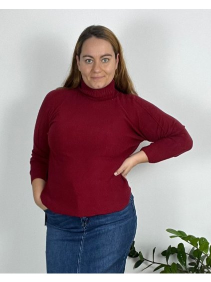 Svetr úpletový s rolákem dlouhý rukáv dámský nadrozměr (46/48/50 ONE SIZE) ITALSKÁ MÓDA IMC24545/DR (Velikost 48/50, Barva Černá)